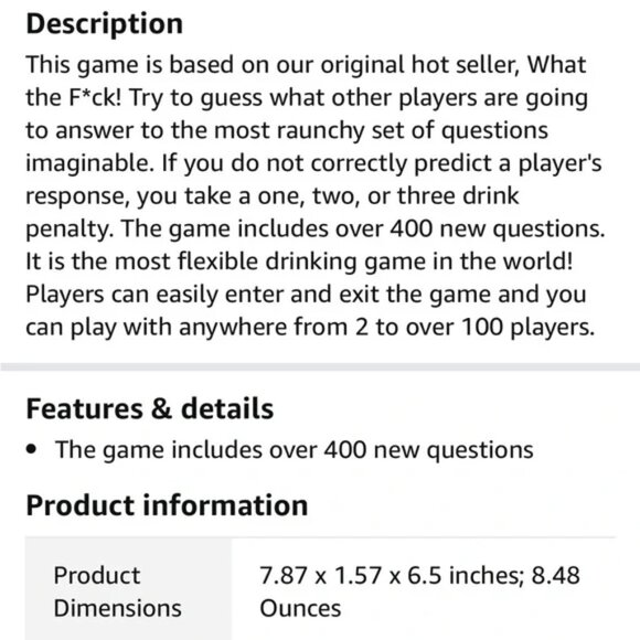 NEW What the F*ck? The Raunchy Version Drinking Party Game 2005 - Picture 5 of 6